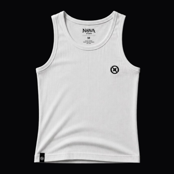Camiseta de tirantes de NOVA Supply Clothing, camiseta de tirantes blanca con el emblema en el pecho